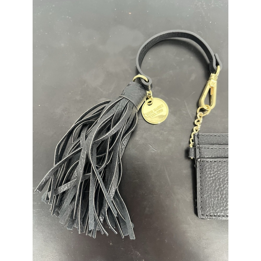 Steve Madden Tassel Clip On and Credit Card Holder Clip On Black - Picture 2 of 5